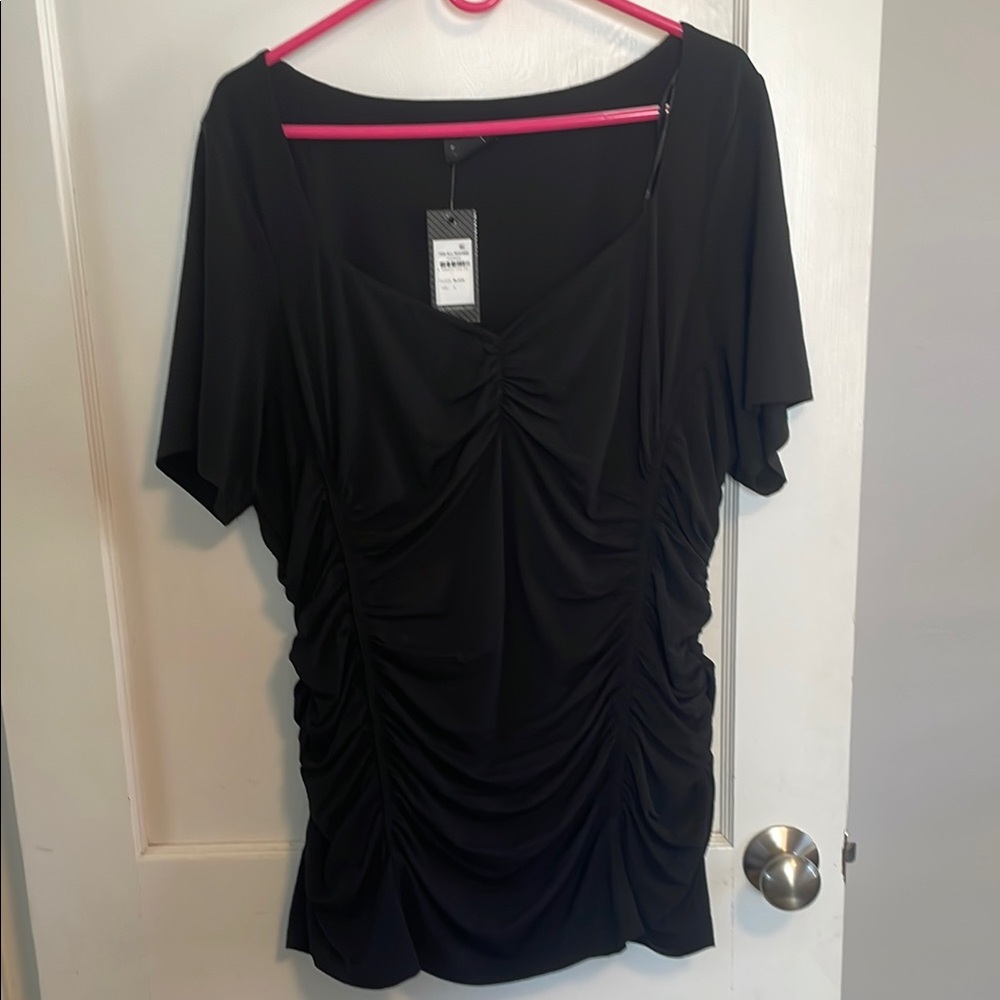 NWT City Chic Black Ruched Top